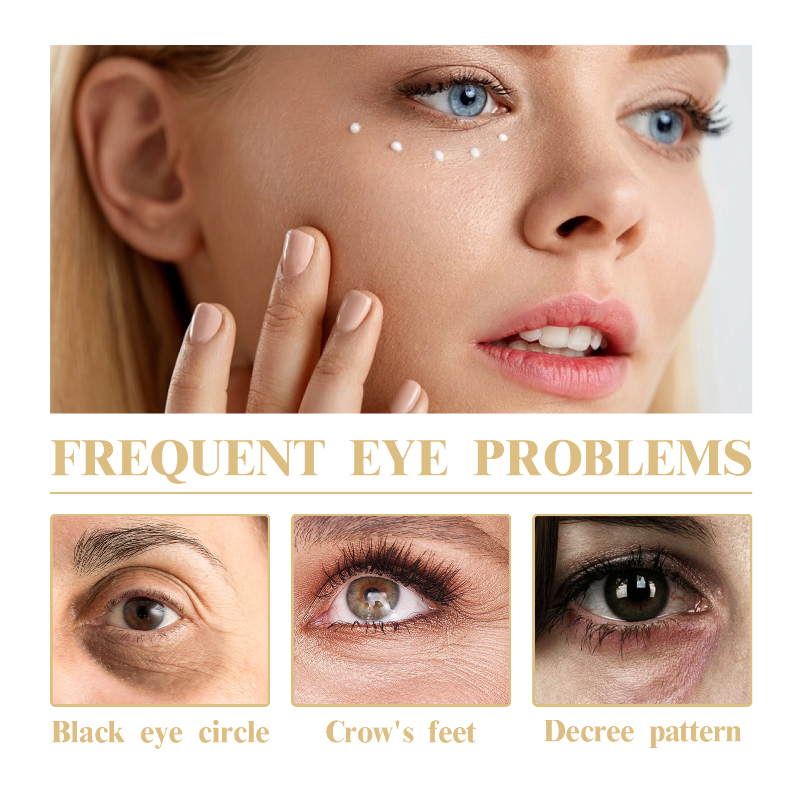 Small cream dots placed under the eye
