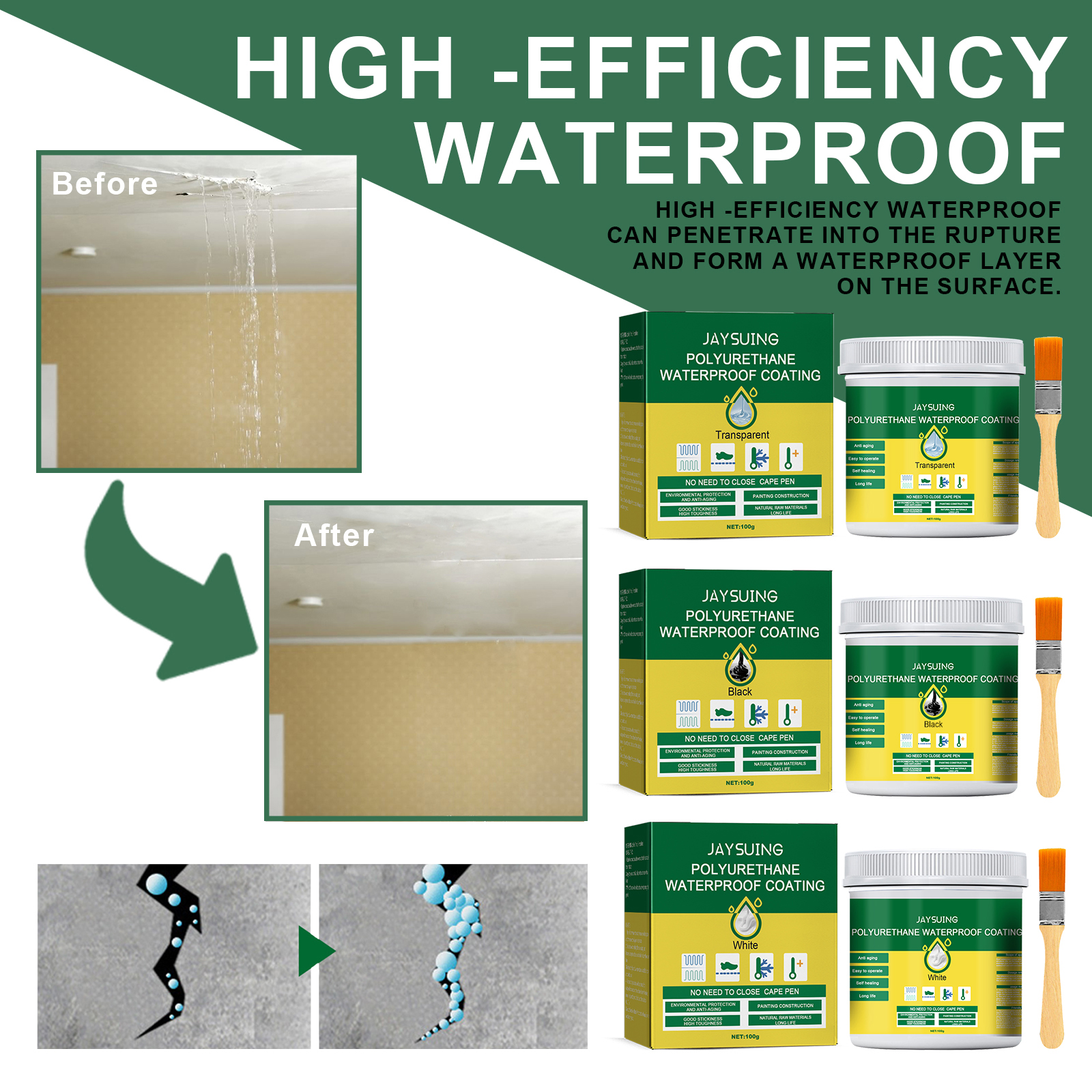 Brush applying waterproof coating to a masonry repair