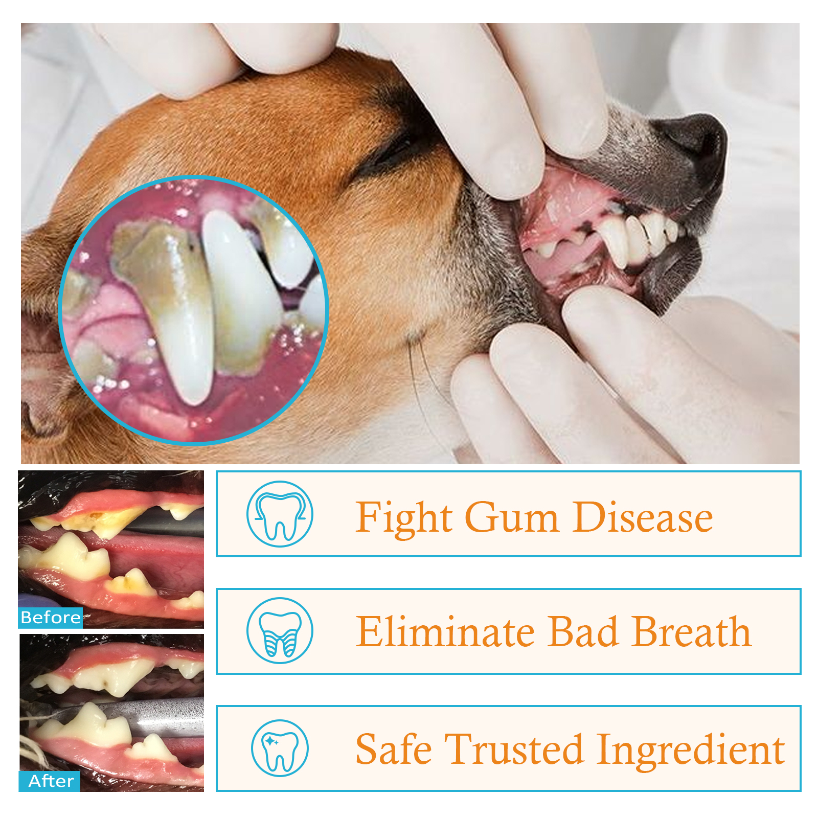Close detail of soft fabric pet dental finger pad