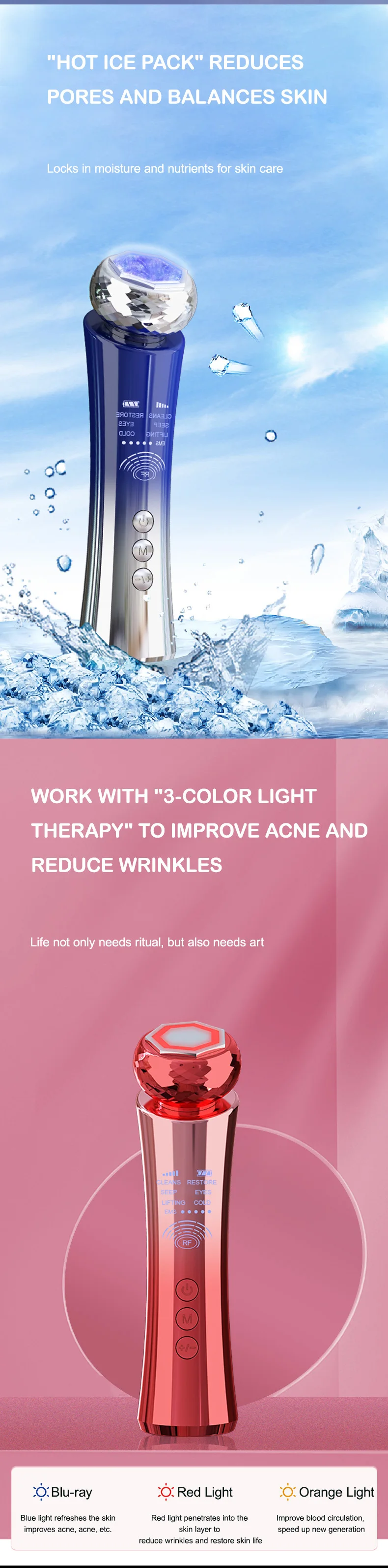 Portable Microcurrent Facial Device Lifting Tighten Wrinkle Removal Skin Care Whitening Handheld Facial Massager