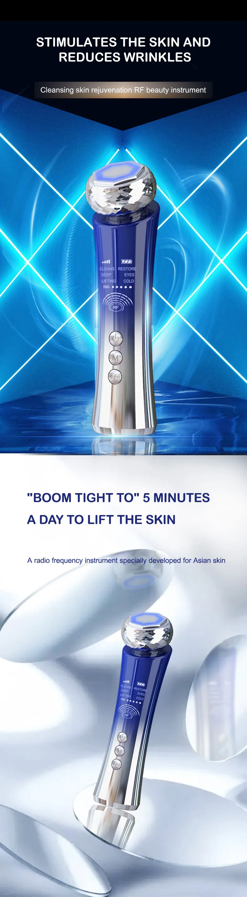 Portable Microcurrent Facial Device Lifting Tighten Wrinkle Removal Skin Care Whitening Handheld Facial Massager