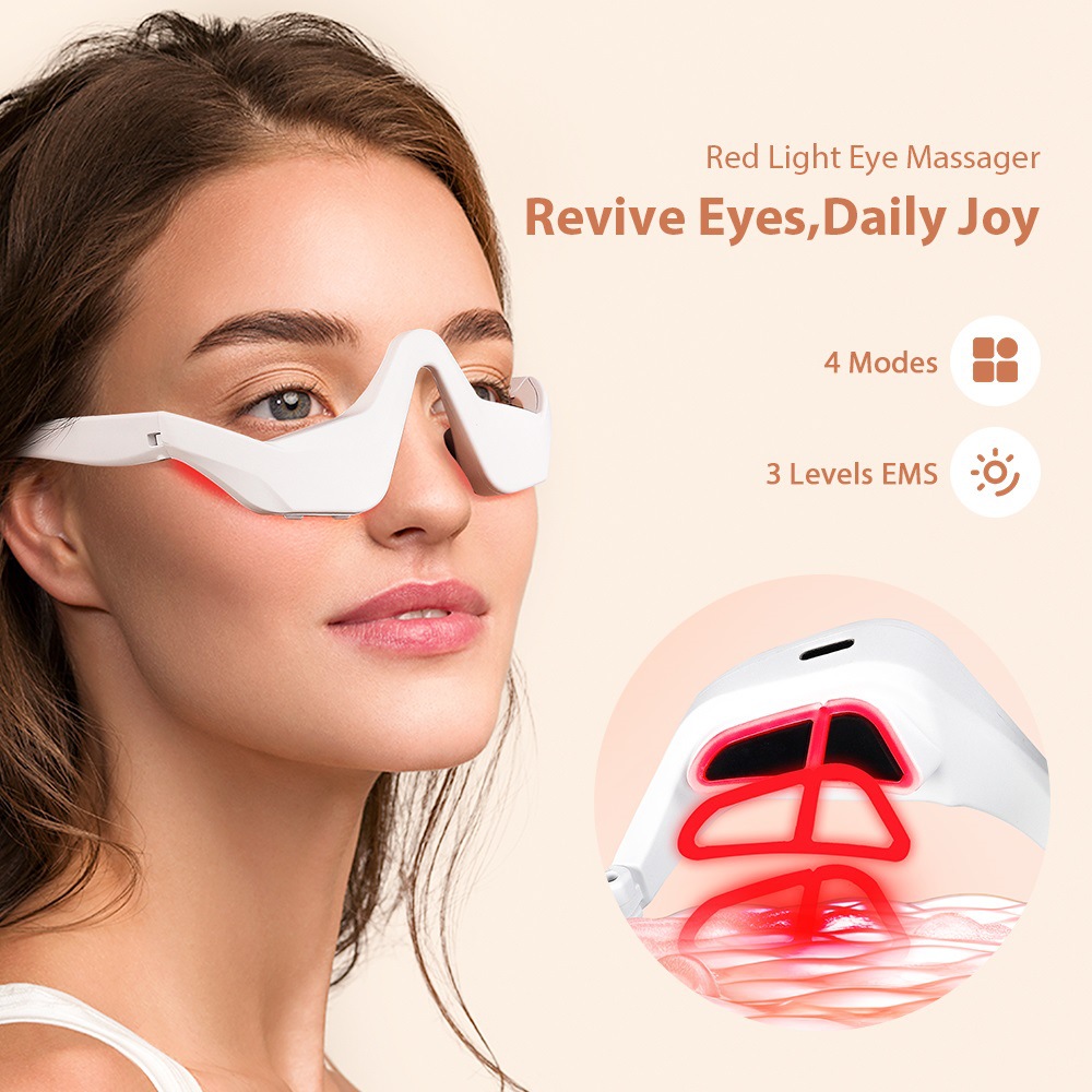 Microcurrent Massaging Eye Beauty Device with EMS and Red Light for Eye Massage and Dark Circle