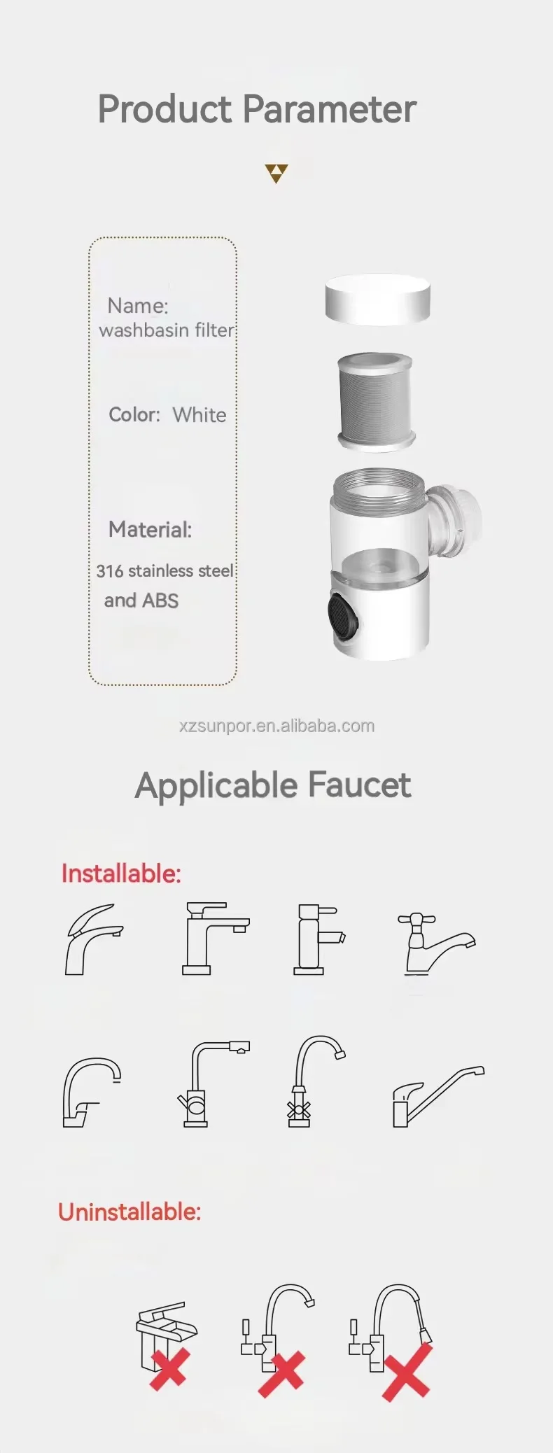 316 Stainless Steel Filter Faucet 360 Degree Household Filtration Tap Faucet Water Filter Purifier