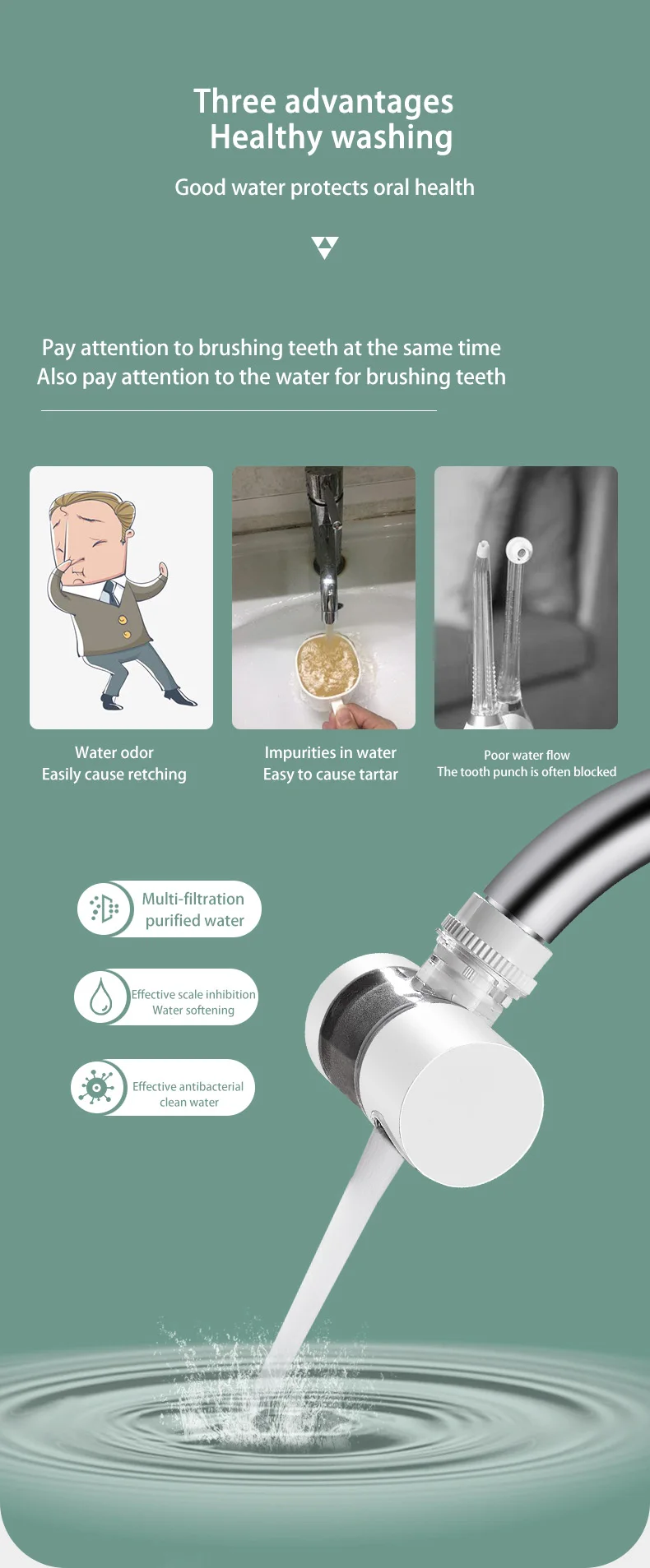 316 Stainless Steel Filter Faucet 360 Degree Household Filtration Tap Faucet Water Filter Purifier