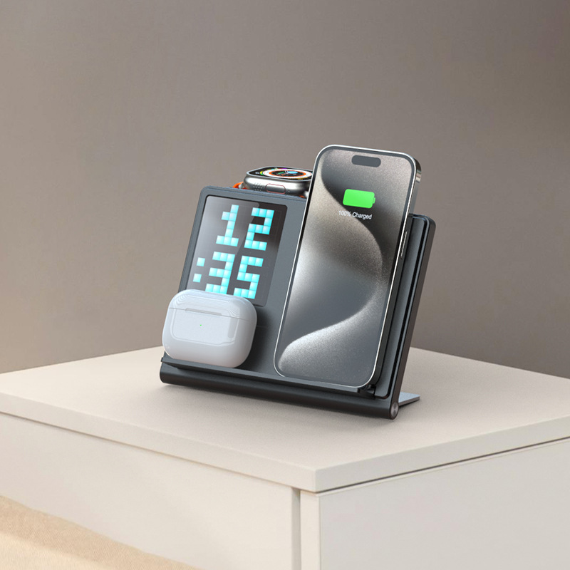 Trending Products Portable 5-in-1 Pixel Animation Foldable Wireless Charger Stand Pad for Mobile