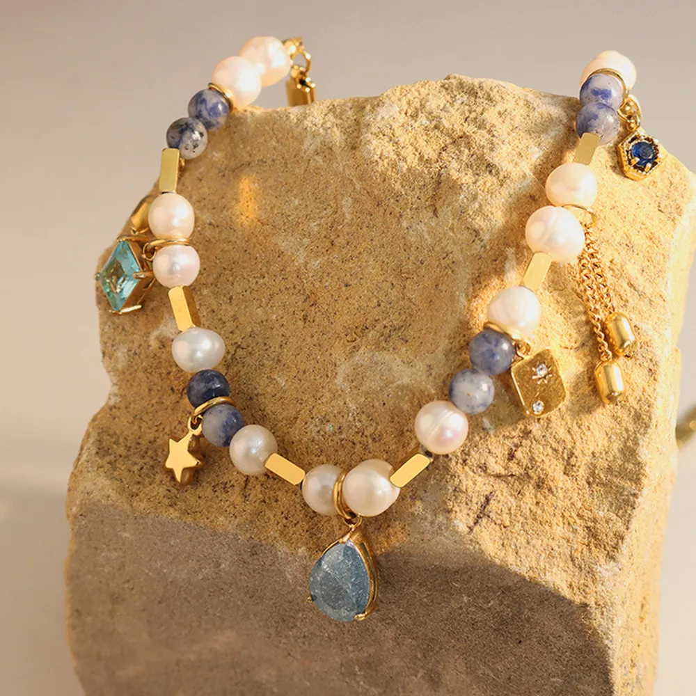 Natural stone freshwater pearl necklace necklace collarbone chain for girls