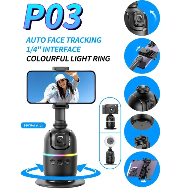 P03 AI Smart Gimbal 360° Auto Face Tracking Gimbal All-in-One Rotation für Smar - Bild 7 von 7