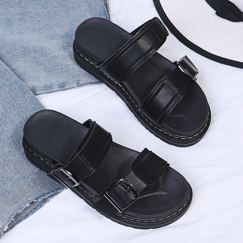 Thick soled sandals with belt buckle casual beach one line cool mop image 6