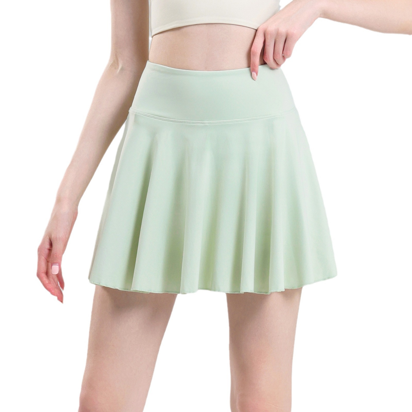 Tennis skirt women's yoga white badminton pleated skirt quick drying anti glare half