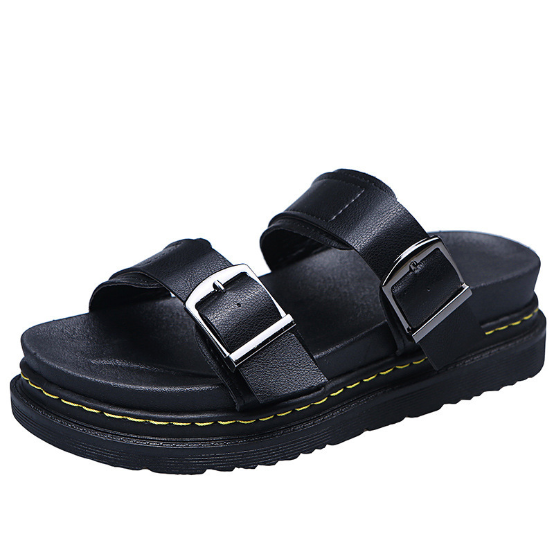 Thick soled sandals with belt buckle casual beach one line cool mop