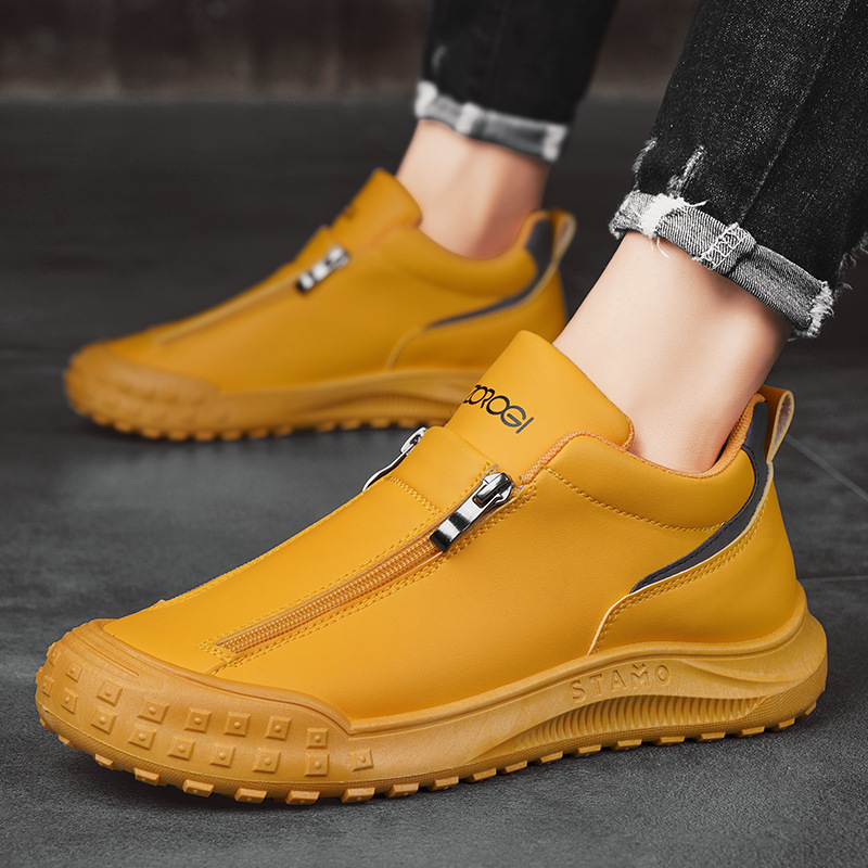 Men's shoes sports and casual shoes zippers low top board with one foot kick