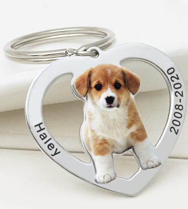 Family commemorative pet dog hang tag photo keychain couple photo titanium steel DIY necklace
