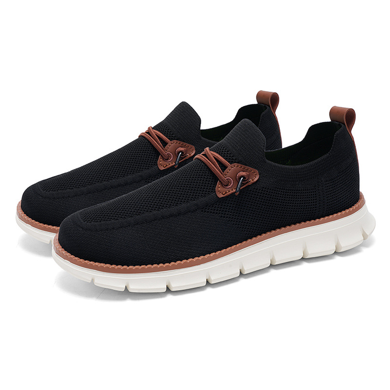 Lightweight lace up casual men's shoes breathable fly woven men's size image 4