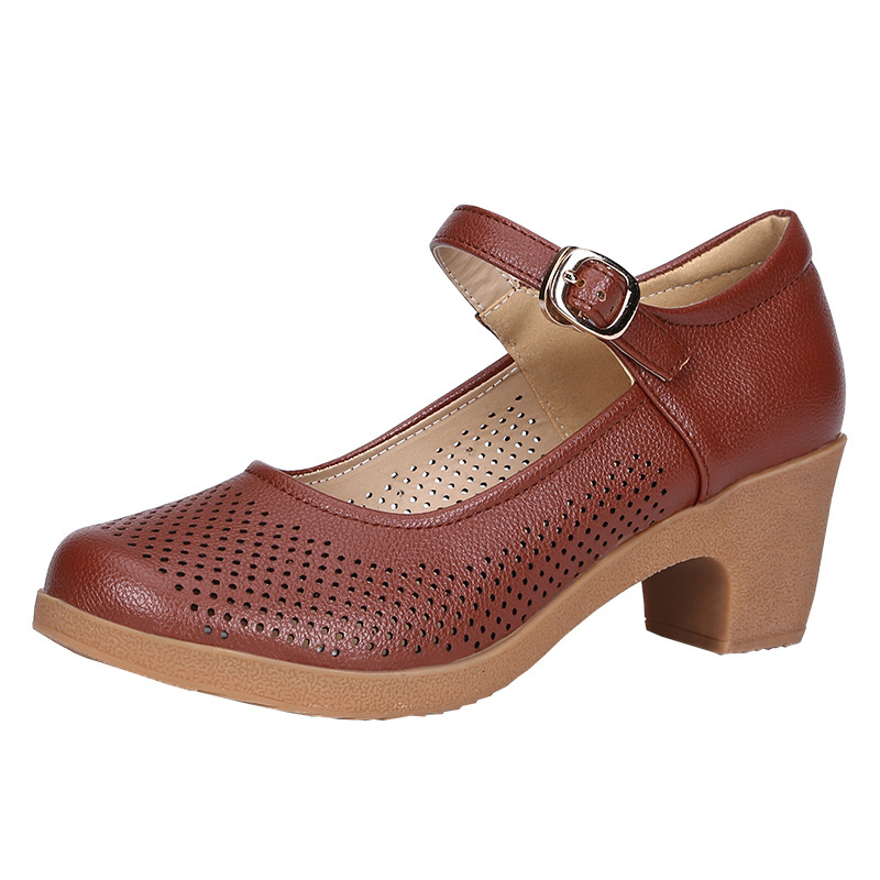 Coarse heeled women's shoes work shoes commuting hollow sandals image 5