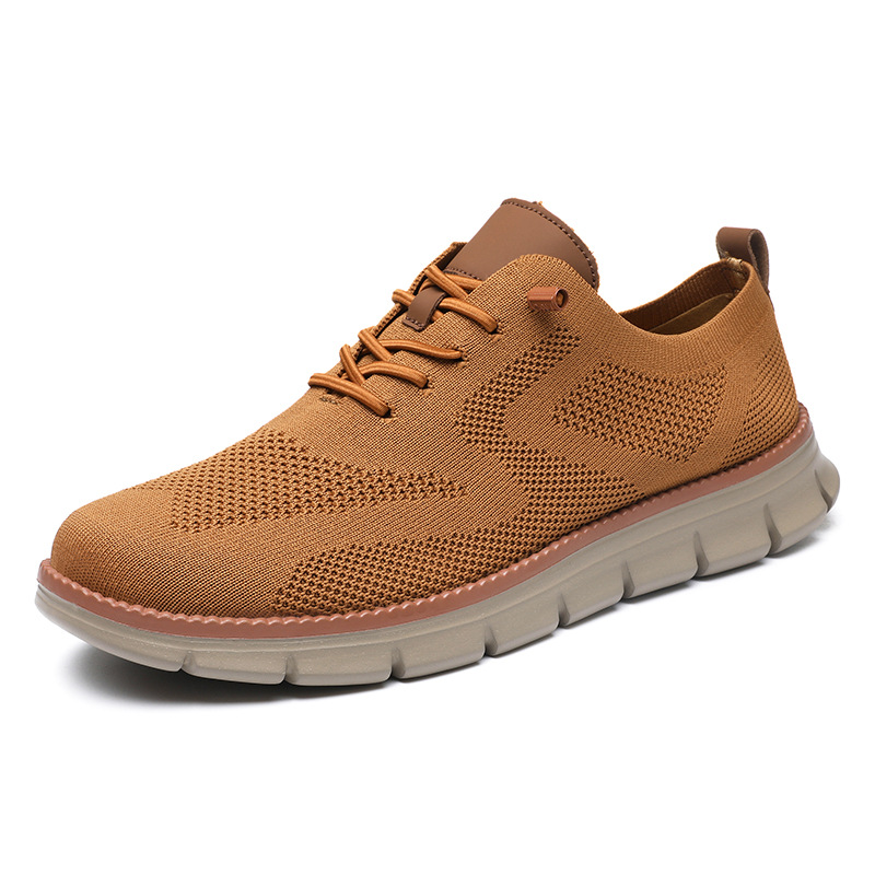 Lightweight lace up casual men's shoes breathable fly woven men's size image 15