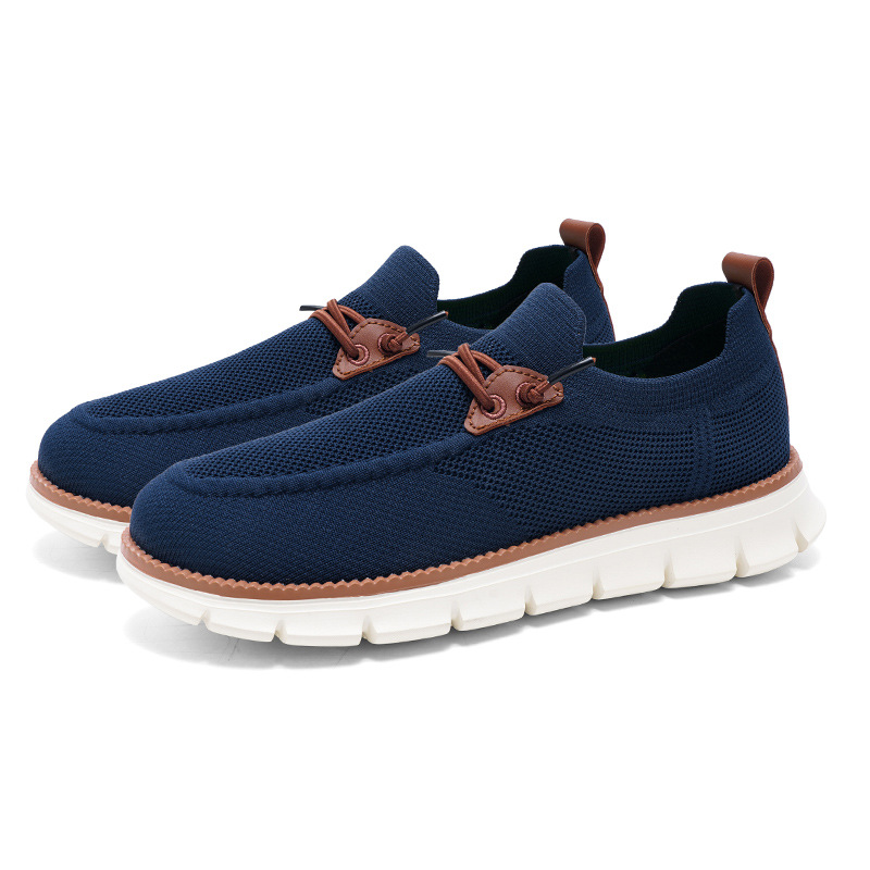 Lightweight lace up casual men's shoes breathable fly woven men's size image 5