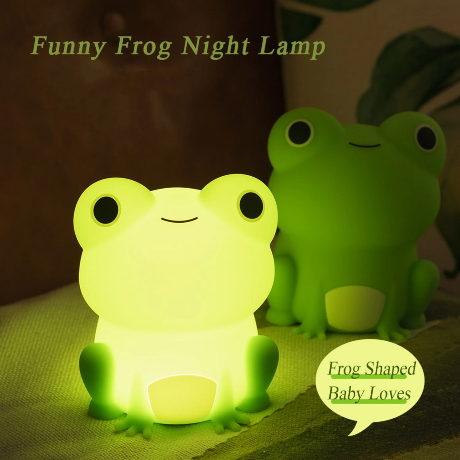 Night Lamp for Kids Frog Soft Silicone Sleeping Night Light Dimmable Timer Rechargeable Colorful