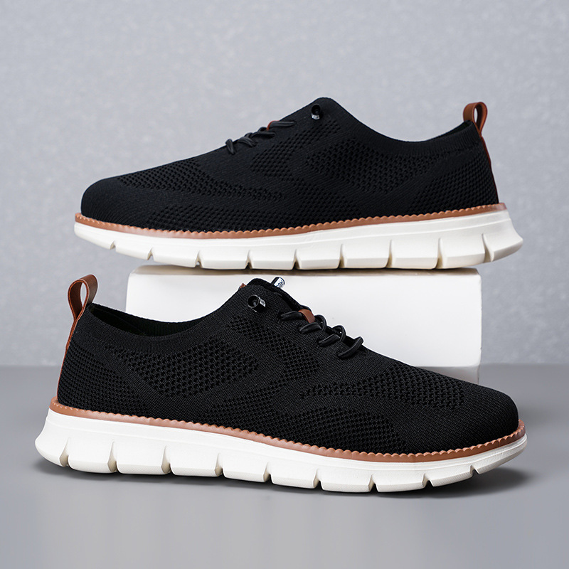 Lightweight lace up casual men's shoes breathable fly woven men's size image 23