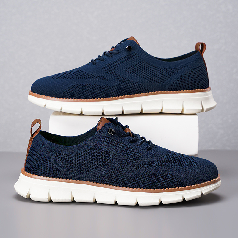 Lightweight lace up casual men's shoes breathable fly woven men's size image 26