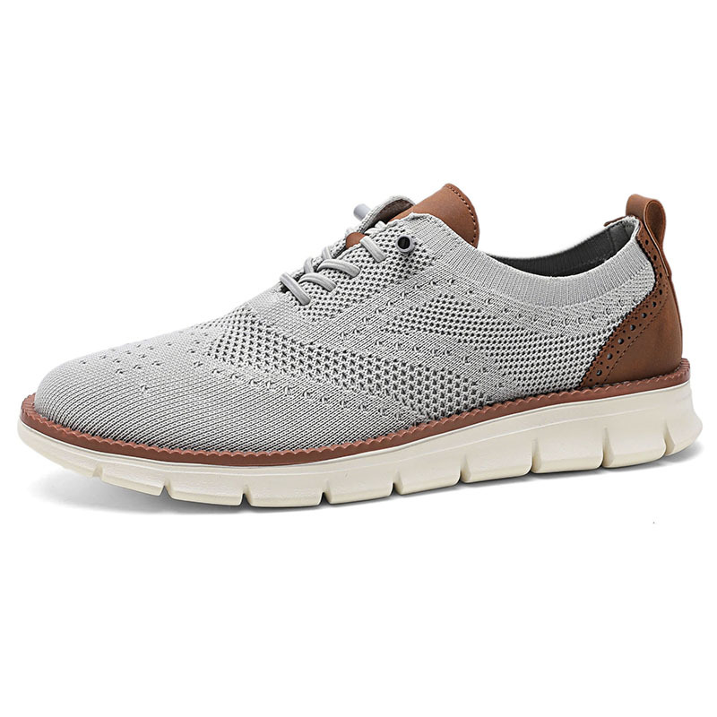 Lightweight lace up casual men's shoes breathable fly woven men's size image 12