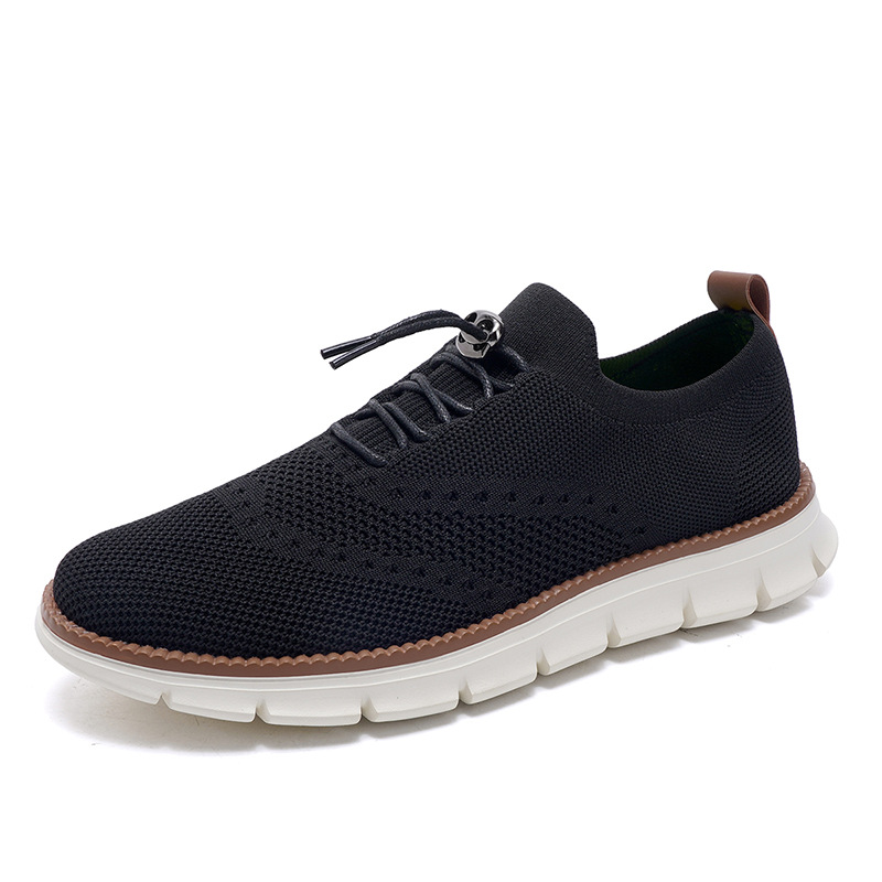 Lightweight lace up casual men's shoes breathable fly woven men's size image 8