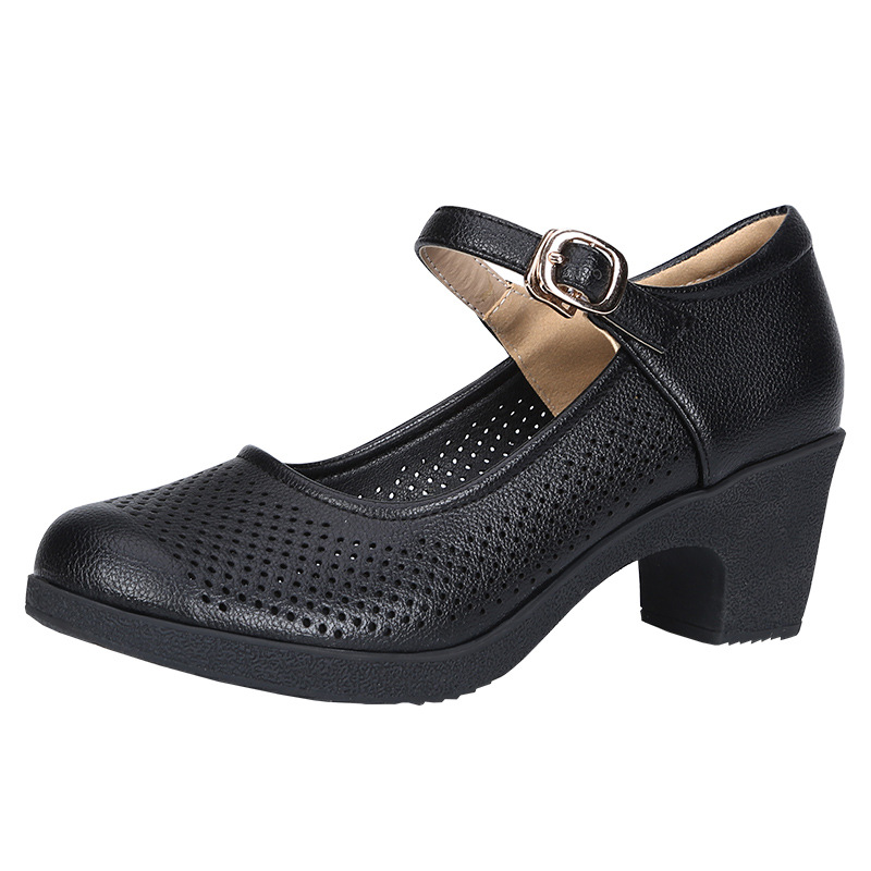 Coarse heeled women's shoes work shoes commuting hollow sandals image 3