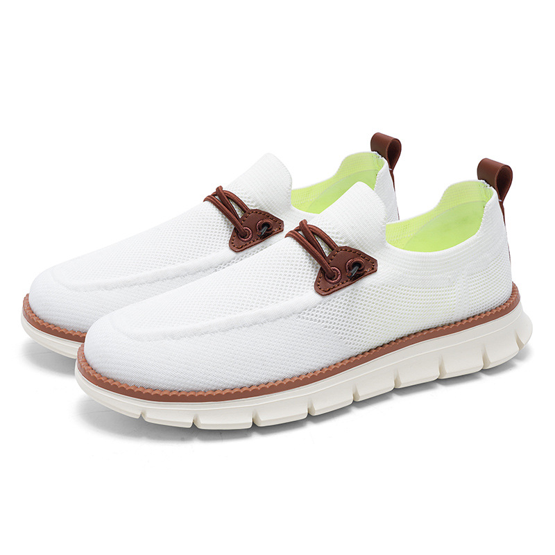 Lightweight lace up casual men's shoes breathable fly woven men's size image 3