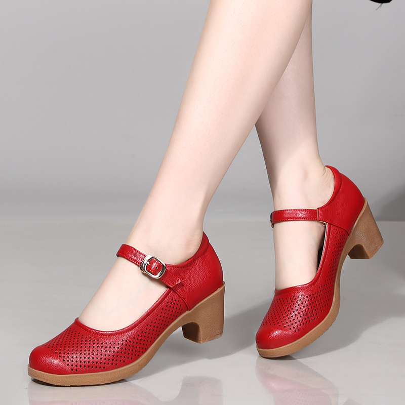 Coarse heeled women's shoes work shoes commuting hollow sandals image 7