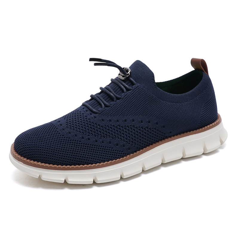 Lightweight lace up casual men's shoes breathable fly woven men's size image 9