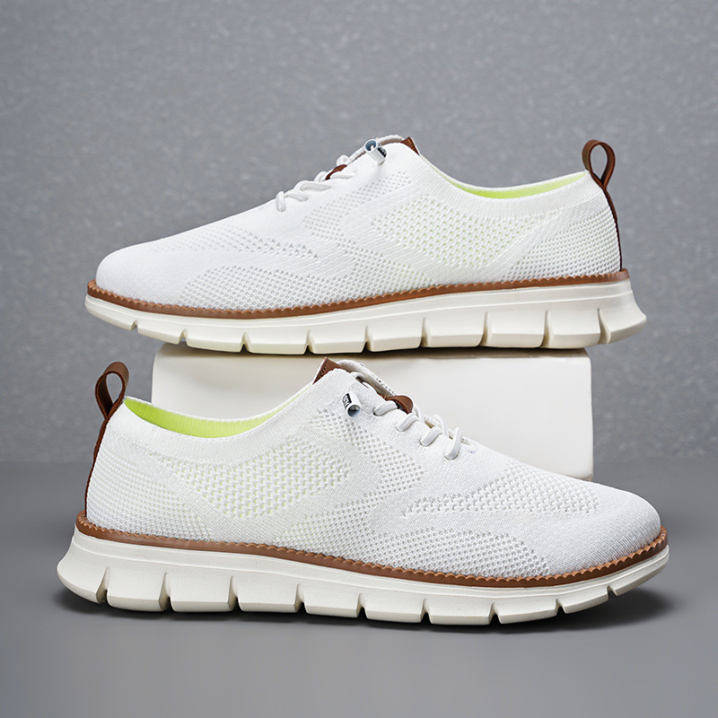 Lightweight lace up casual men's shoes breathable fly woven men's size image 25