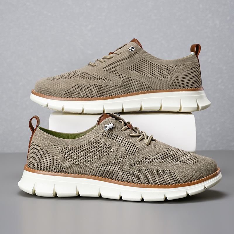 Lightweight lace up casual men's shoes breathable fly woven men's size image 24