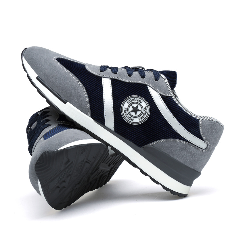 Men's Sports Casual Shoes Korean Style Men's Shoes Hidden Internal Height Increase 8CM Suede Vintage Running Shoes Men image 12