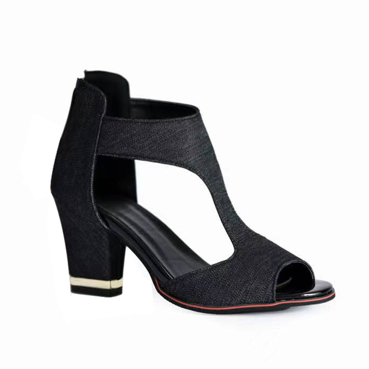 High Heel Women's Summer Chunky Heel Sandals Waterproof Platform Thick Sole Sexy Slimming Back Zipper Hollow Out Ankle Boots image 8