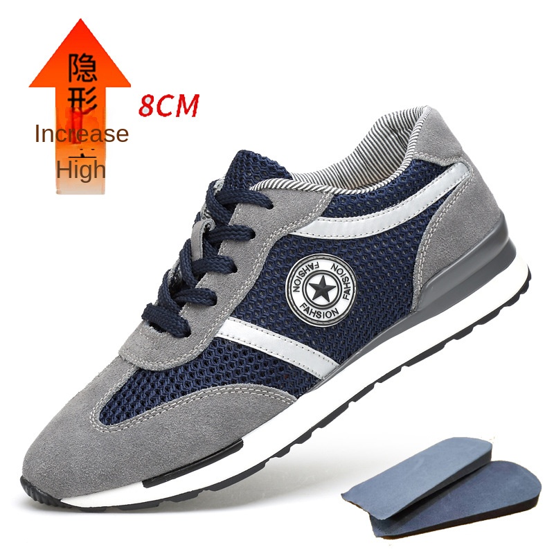 Men's Sports Casual Shoes Korean Style Men's Shoes Hidden Internal Height Increase 8CM Suede Vintage Running Shoes Men image 3