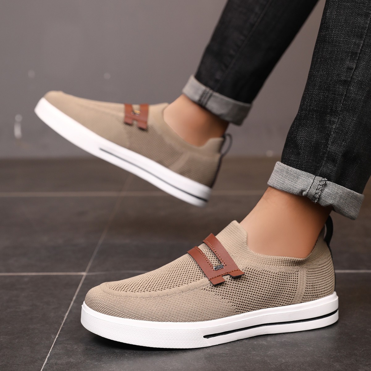 Soft elastic mesh shoes sports shoes lightweight business men's shoes image 7