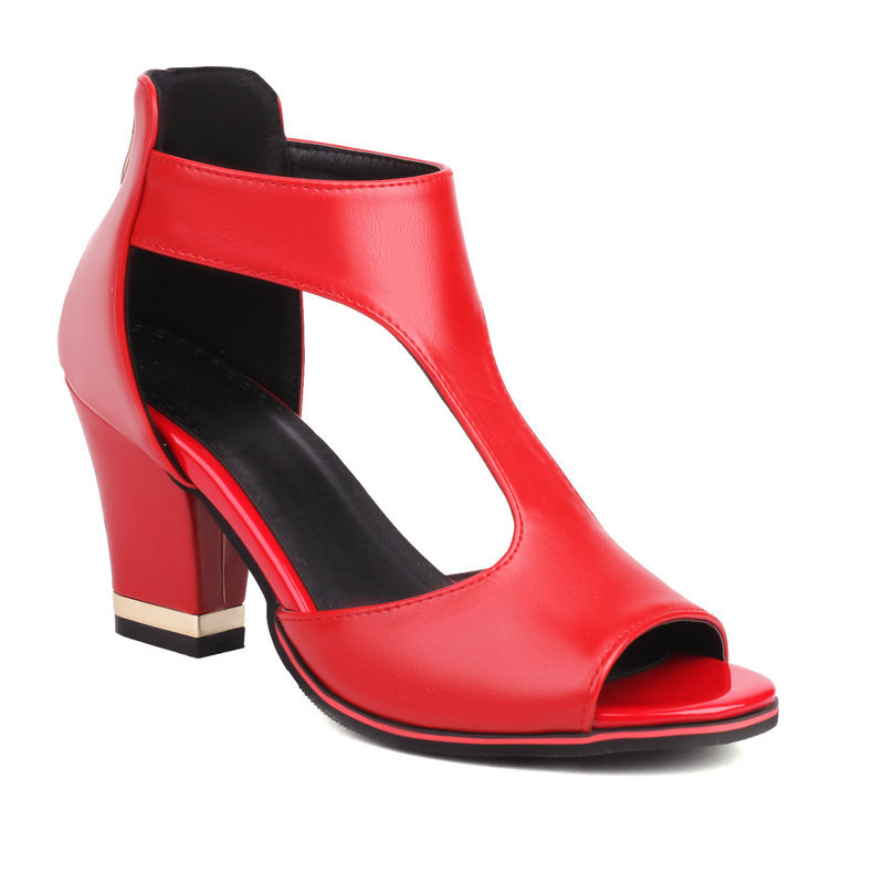 High Heel Women's Summer Chunky Heel Sandals Waterproof Platform Thick Sole Sexy Slimming Back Zipper Hollow Out Ankle Boots image 11
