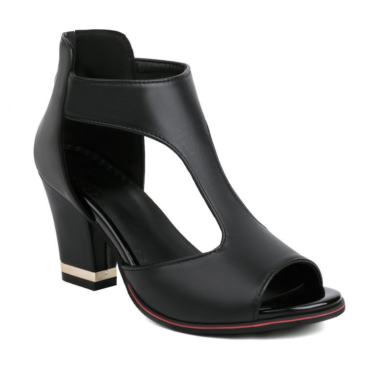 High Heel Women's Summer Chunky Heel Sandals Waterproof Platform Thick Sole Sexy Slimming Back Zipper Hollow Out Ankle Boots image 12