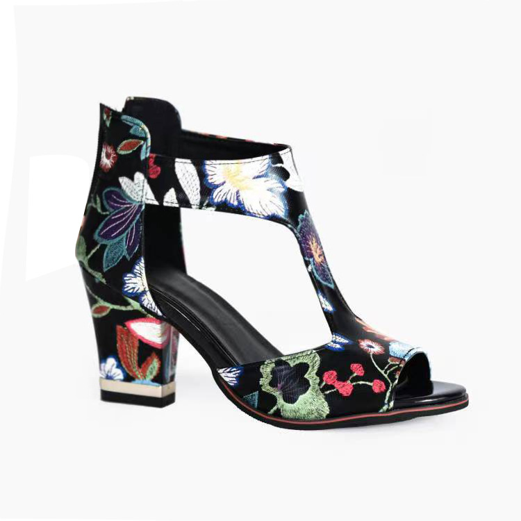 High Heel Women's Summer Chunky Heel Sandals Waterproof Platform Thick Sole Sexy Slimming Back Zipper Hollow Out Ankle Boots