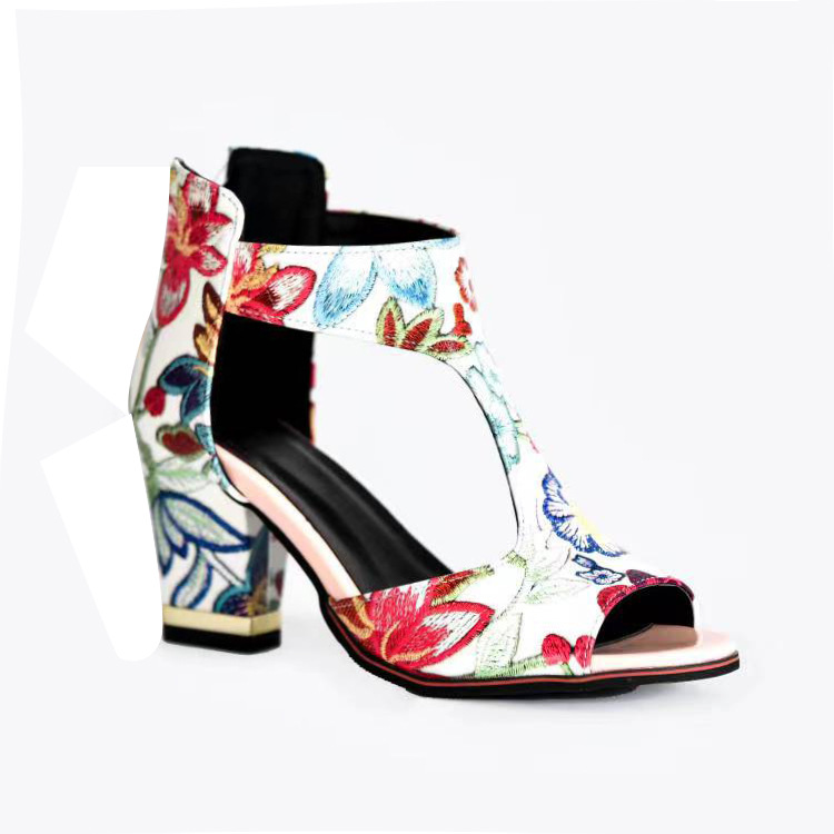High Heel Women's Summer Chunky Heel Sandals Waterproof Platform Thick Sole Sexy Slimming Back Zipper Hollow Out Ankle Boots image 3