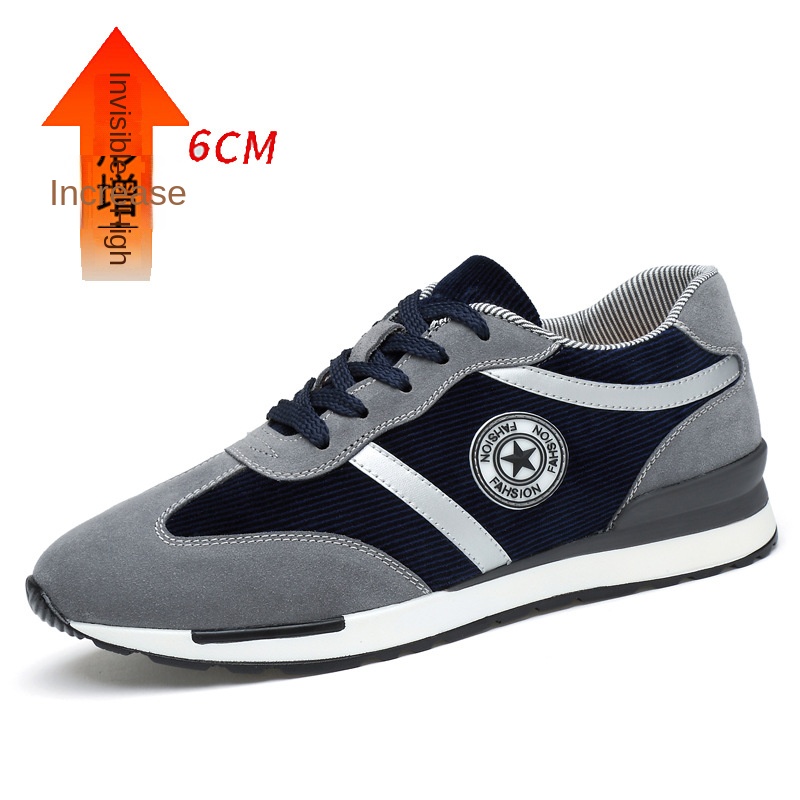 Men's Sports Casual Shoes Korean Style Men's Shoes Hidden Internal Height Increase 8CM Suede Vintage Running Shoes Men image 8
