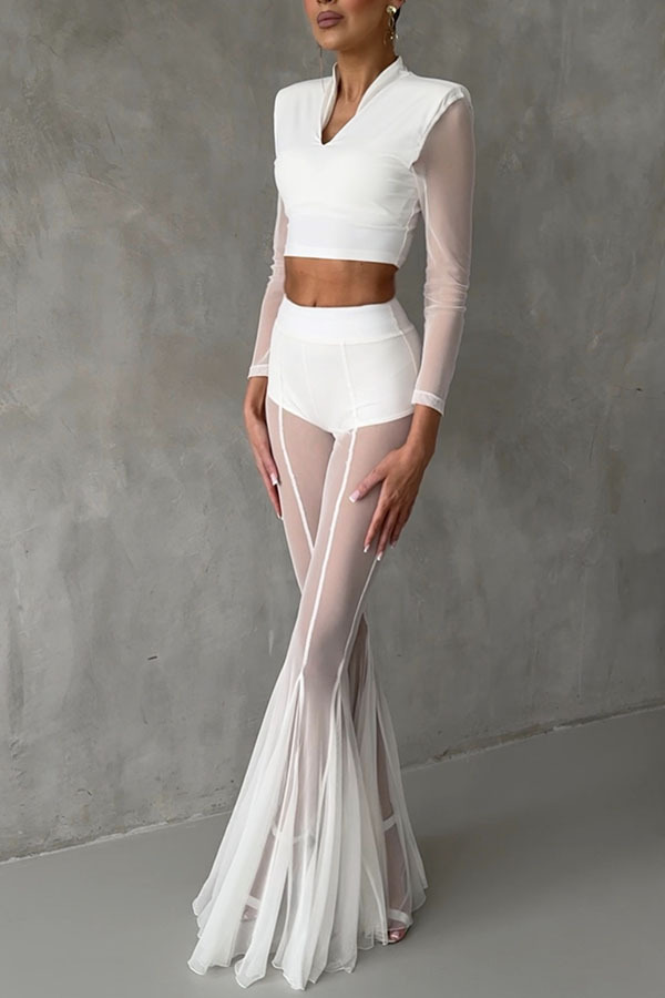 Elastic Fitted Flare Pants Loose Trousers undefined