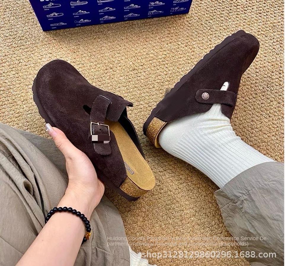 Genuine Leather Round Toe Hidden Heel Closed-Toe Sandals for Women Autumn and Winter Outdoor Wear BK Shoes image 14