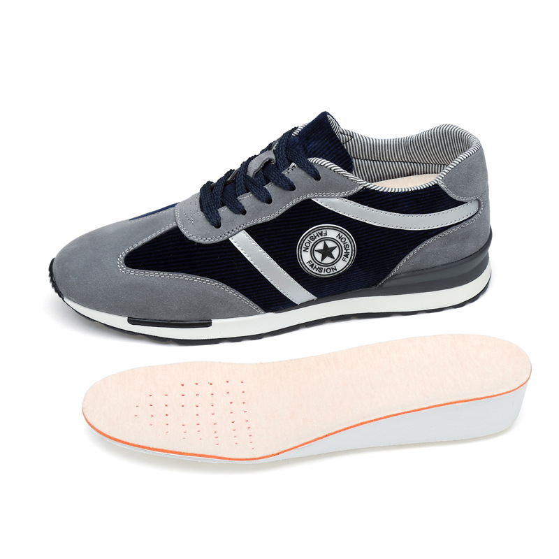 Men's Sports Casual Shoes Korean Style Men's Shoes Hidden Internal Height Increase 8CM Suede Vintage Running Shoes Men image 11