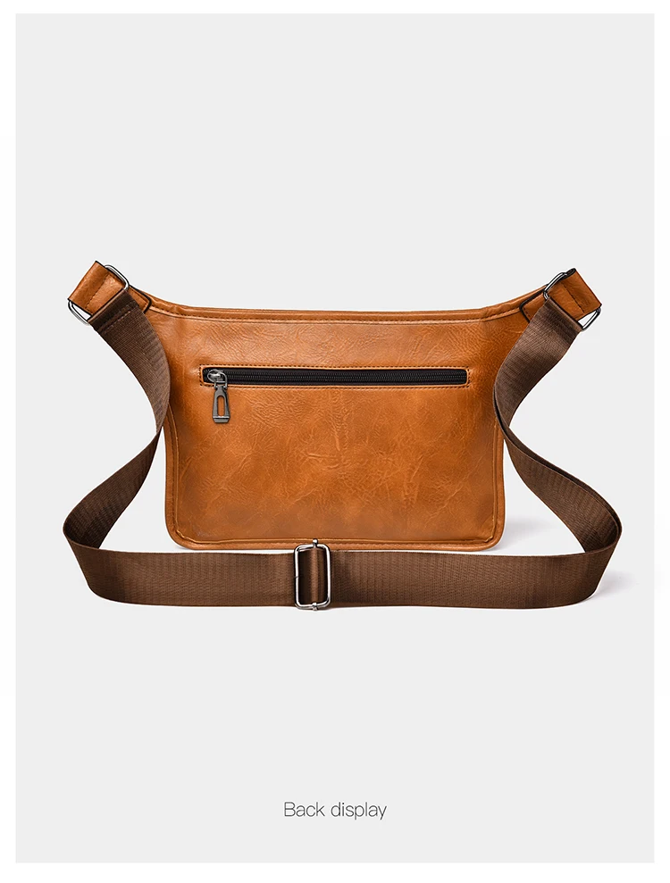 WEIXIER Men's PU Leather Chest Bags Crossbody Men Luxury Design Durable Pockets Chest Bag Business  Handbag Shoulder Bag