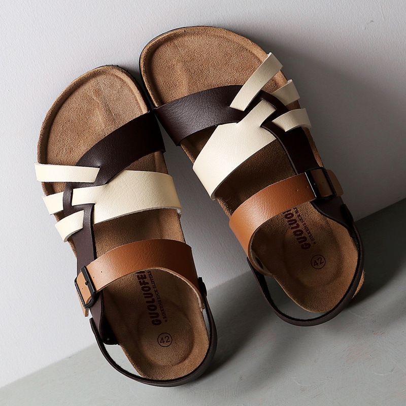 Cork Sandals Men Hollow Two-Way Men Summer Flat Sandals Beach Shoes image 6
