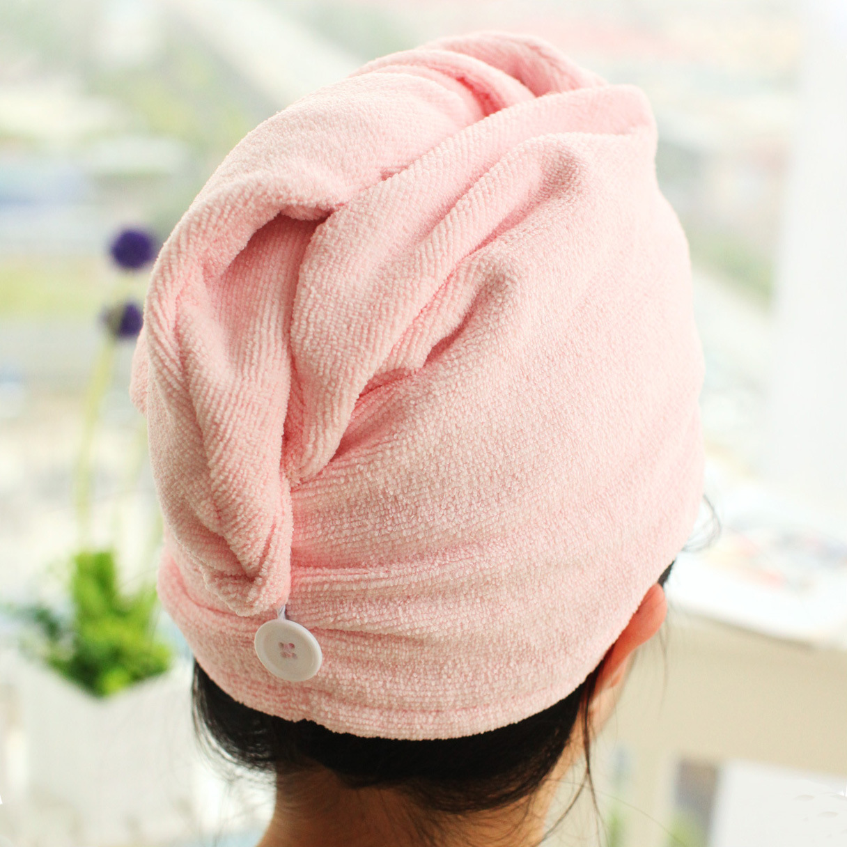 Style Solid Color Water-Absorbing Hair Drying Cap Thickened Hair Towel Dry Bath Hat
