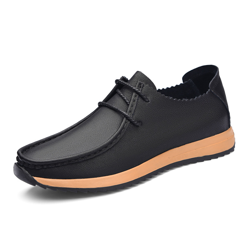 Casual breathable lace up lazy shoes retro leather shoes for men image 4
