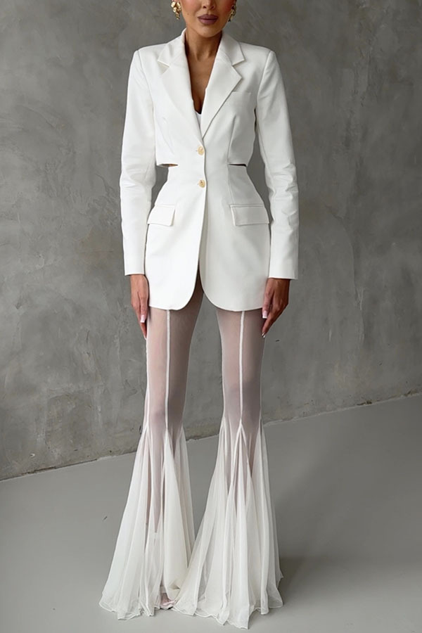 Elastic Fitted Flare Pants Loose Trousers undefined