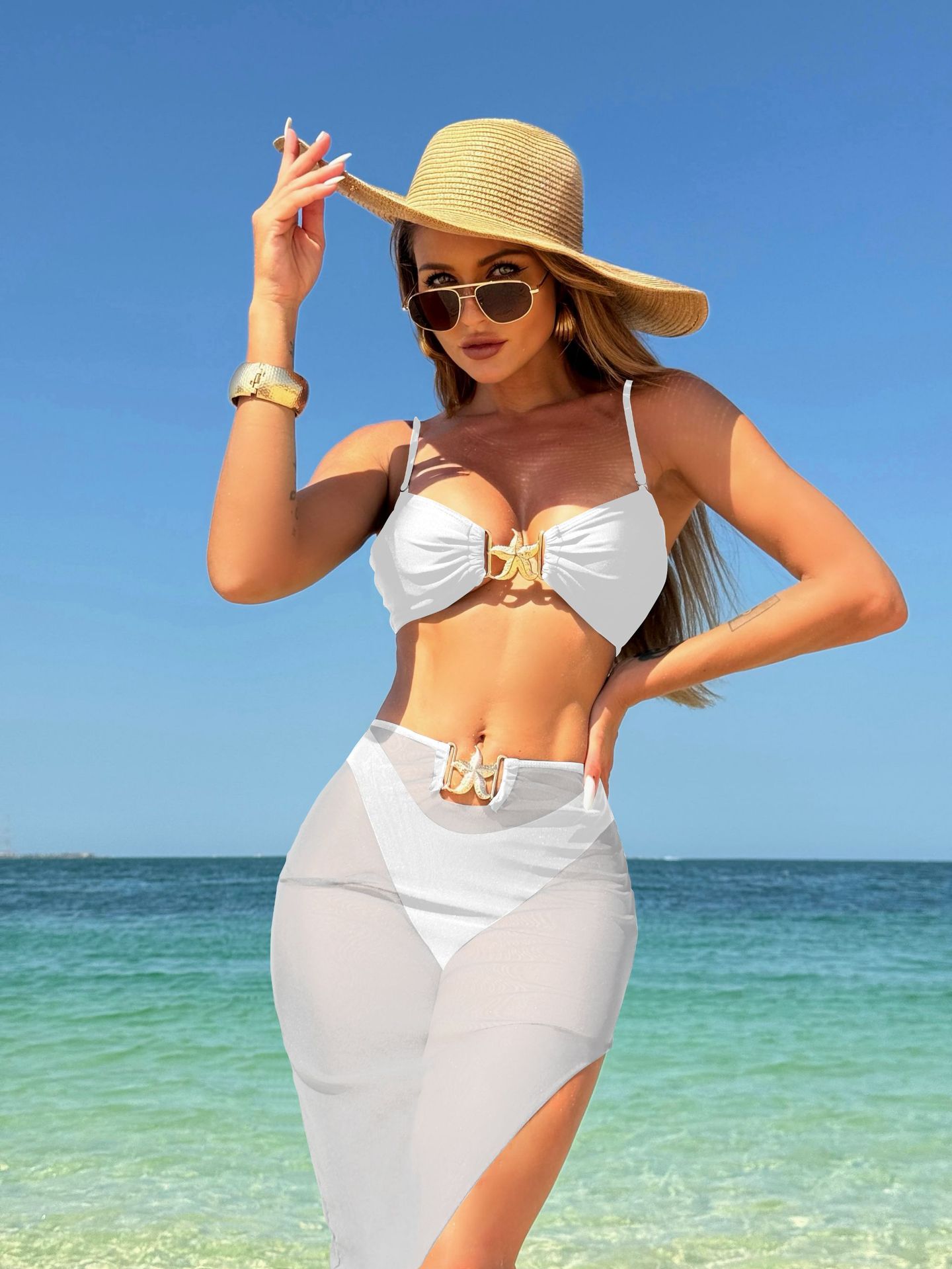 Women's 3-Piece Bikini Set Sexy Mesh Cover-Up Long Dress + Swimsuit | eBay Women's 3-Piece Bikini Set Sexy Mesh Cover-Up Long Dress + Swimsuit | eBay