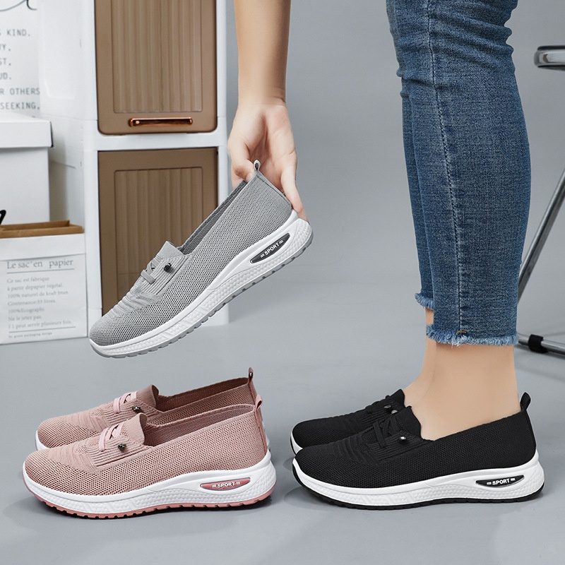 Summer flat bottomed shallow mouth walking shoes fly woven breathable lazy shoes one foot sole shoes image 6